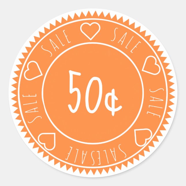 Custom Bright Orange Sale Price Classic Round Sticker (Front)