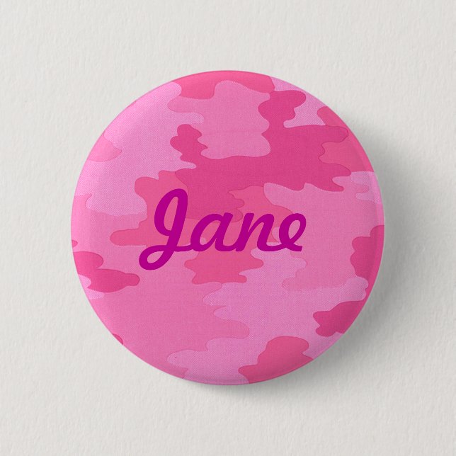 Custom Bright Pink Camouflage Button (Front)