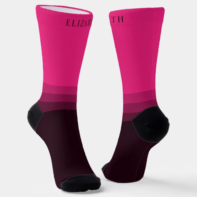 Custom Bright Pink Purple Brown Colour Block Socks (Angled)