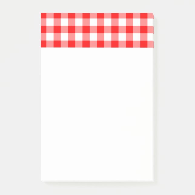 Custom Bright Red Gingham Post-it Notes (Front)