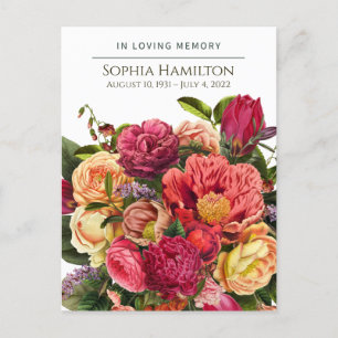 Custom Bright Watercolor Floral Funeral Postcard
