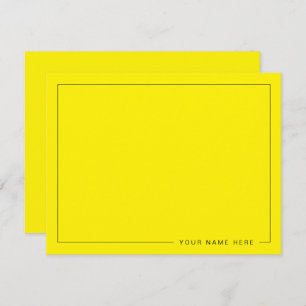 Custom Bright Yellow Flat Note Card with Name