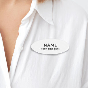 Custom Bright Yellow Simple Basic Modern Title Name Tag