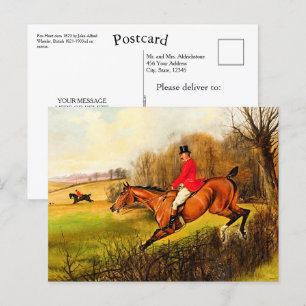 Custom British Country Fox Hunt Scene Horseman Postcard