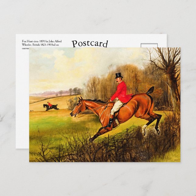 Custom British Country Fox Hunt Scene Horseman Postcard (Front/Back)