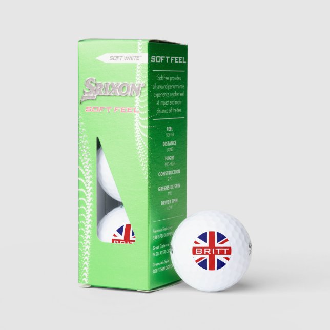 Custom British Union Jack flag Srixon soft feel Golf Balls (Packaging)
