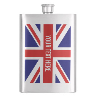 Custom British Union Jack flag steel drink flask