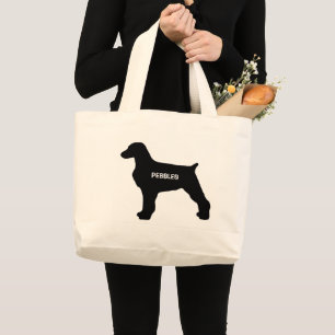 CUSTOM Brittany Dog Silhouette Large Tote Bag