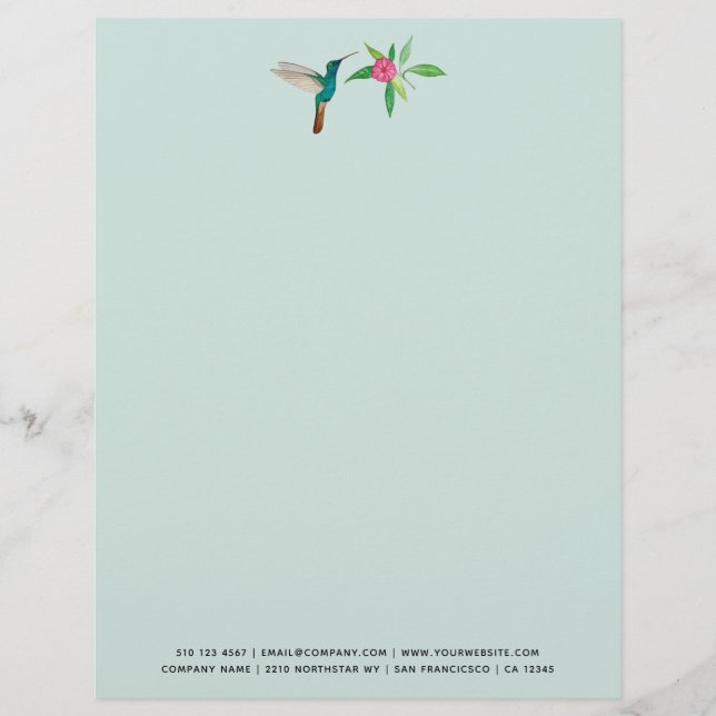 Custom Broad-billed Hummingbird  Custom Letterhead (Front)