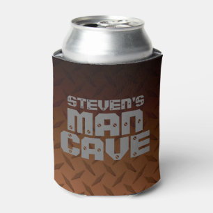 Custom Bronze Diamond Plate Man Cave Can Cooler
