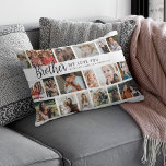 Custom Brother 18 Photo Collage Lumbar Cushion<br><div class="desc">Discover our photo-centric scatter cushion, an ideal gift for your favorite brother. Perfect for birthdays or christmas, these pillows allows you to feature 18 photos as a sentimental keepsake. Emblazoned with a cheerful 'we love you' text, you have the flexibility to change or delete the message to suit any occasion....</div>