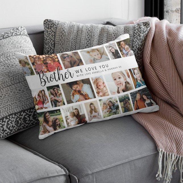 Custom Brother 18 Photo Collage Lumbar Cushion (Creator Uploaded)