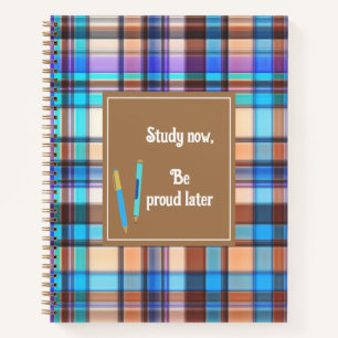 Custom Brown and blue plaid Notebook