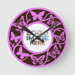 Custom Brown and Pink Butterfly Clock