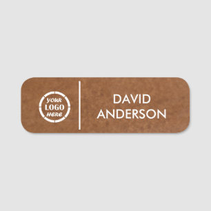 Custom Brown Business Logo Basic Employee Staff Name Tag