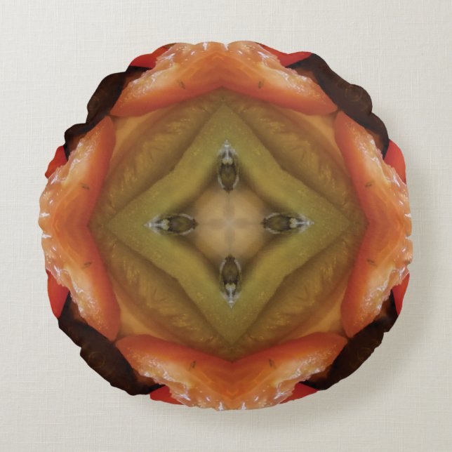 Custom Brown Designed Round Pillow (Front)