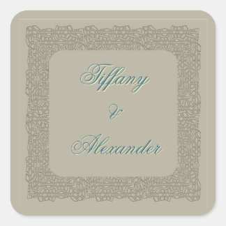 Custom brown lace elegant vintage wedding sticker