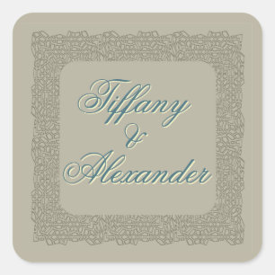 Custom brown lace vintage elegant wedding sticker