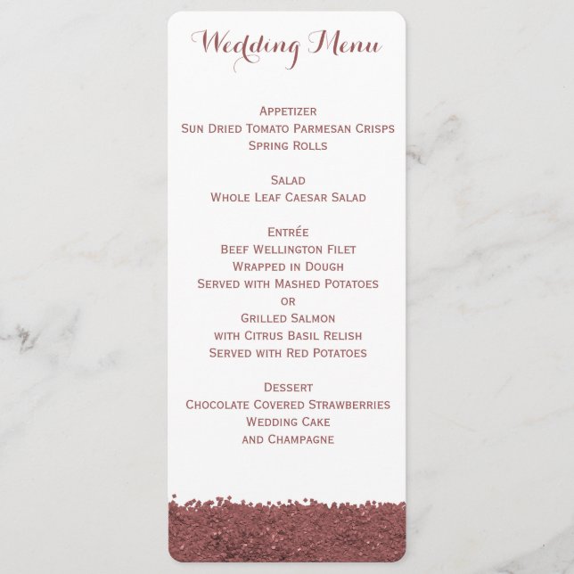 Custom Brown Marsala And White Wedding Menu (Front)