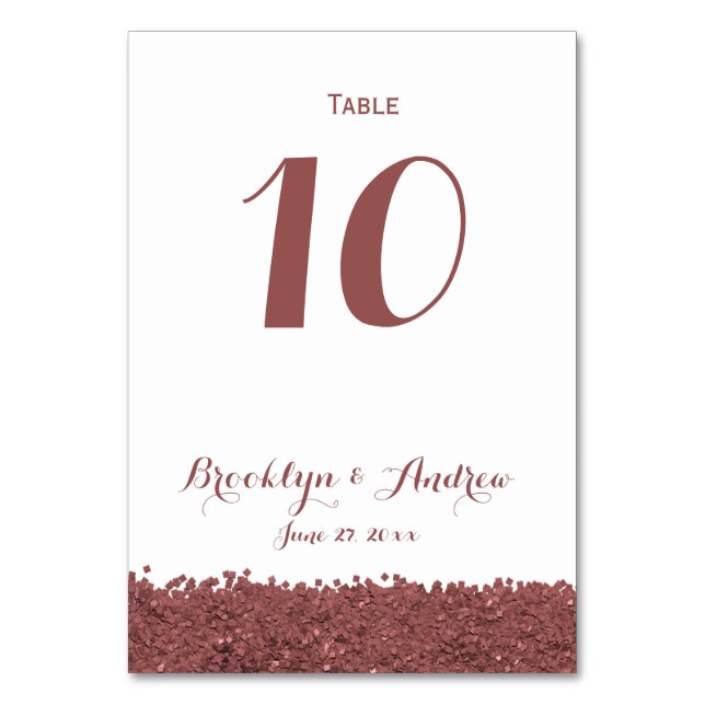 Custom Brown Marsala White Wedding Table Numbers (Front)