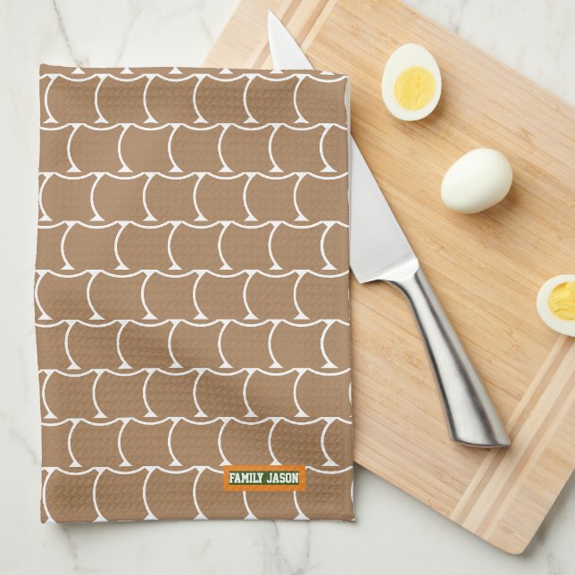 Custom brown pattern of dinosaur egg simple  tea towel (Quarter Fold)