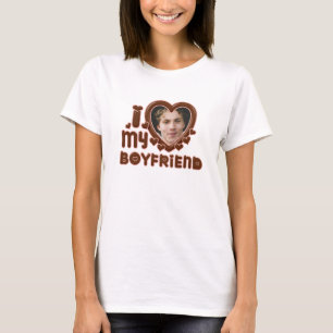 Custom Brown Photo I Heart My Boyfriend T-Shirt
