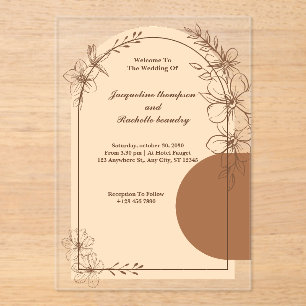 Custom Brown Rustic Acrylic Wedding Invitations