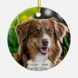 Custom Brown Shepherd Dog Photo Ceramic Tree Decoration