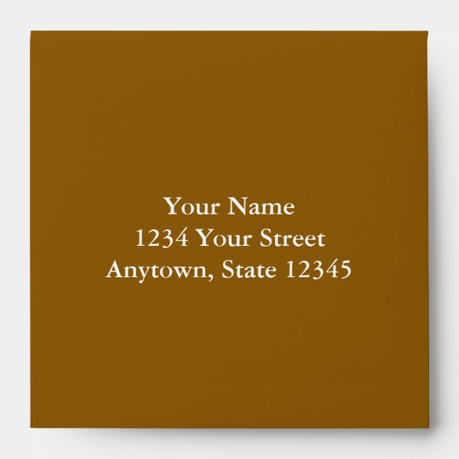 Custom Brown Square Envelopes w/ Printed Address (Front)