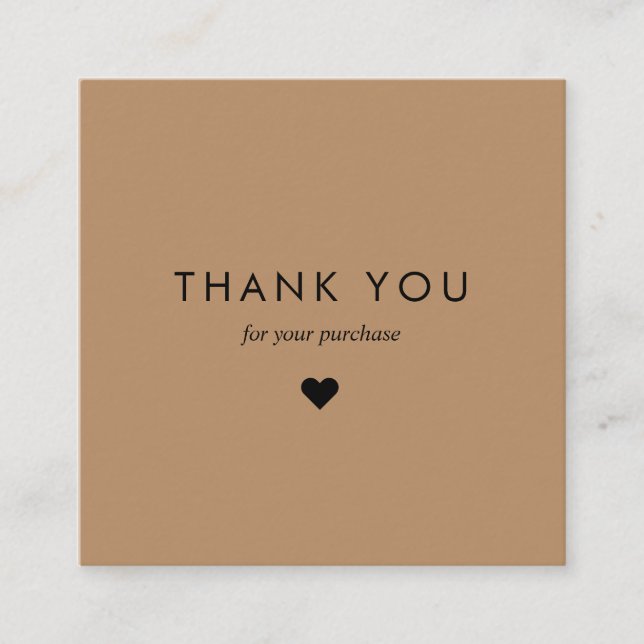 Custom Brown Typography Business QR Code Thank You Discount Card (Front)