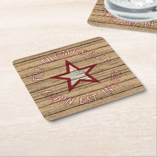 Custom Brown Weathered Burlywood Plank Pattern Square Paper Coaster
