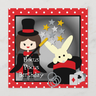 Custom Brunette Girl Hocus Pocus Birthday Invites