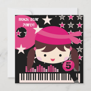 Custom Brunette  Rock Star Birthday Invitations