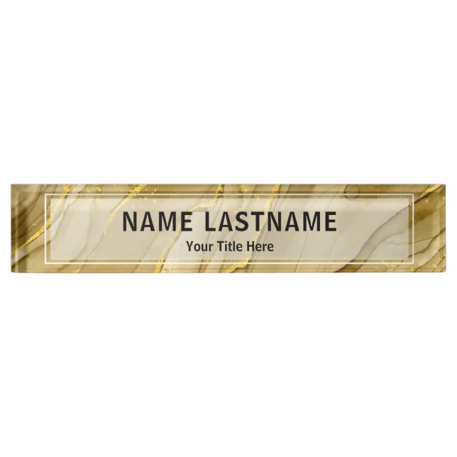 Custom Brushed Gold Office | Professional Modern Nameplate (Front)