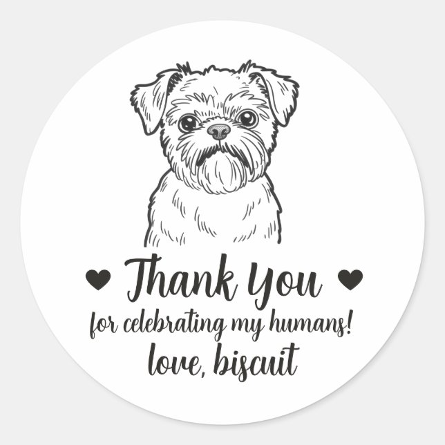 Custom Brussels Griffon Dog Wedding Favour Sticker (Front)