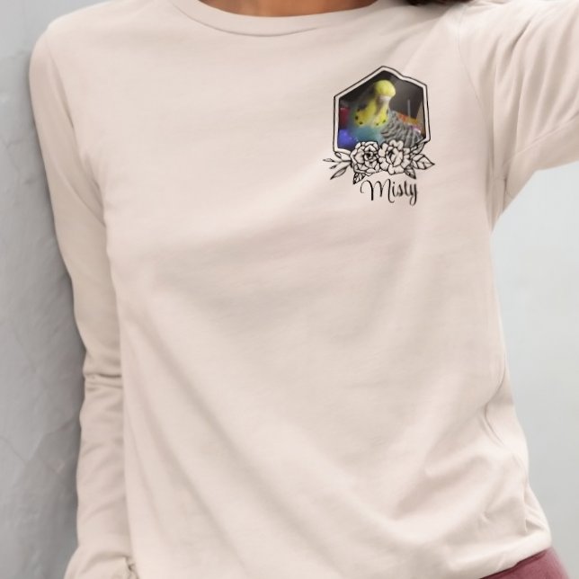 Custom Budgie Personalised Pet Photo & Name Floral Tri-Blend Shirt (Creator Uploaded)