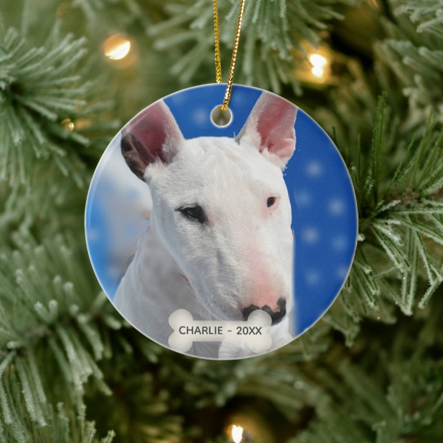 Custom Bull Terrier Dog Photo Ceramic Tree Decoration (Tree)