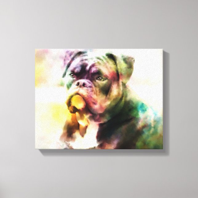 Custom Bulldog Watercolor Painting Canvas Print (Front)