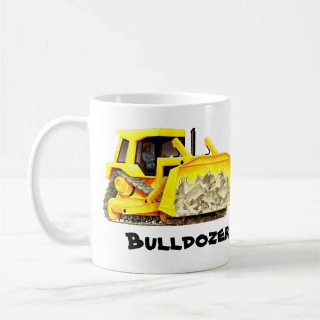 Custom Bulldozer Construction Coffee Mug (Left)