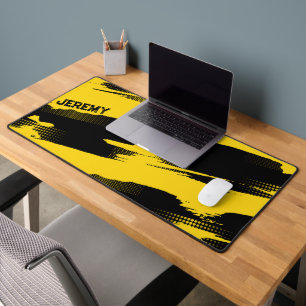 Custom Bumblebee Yellow Black Abstract Gaming Desk Mat