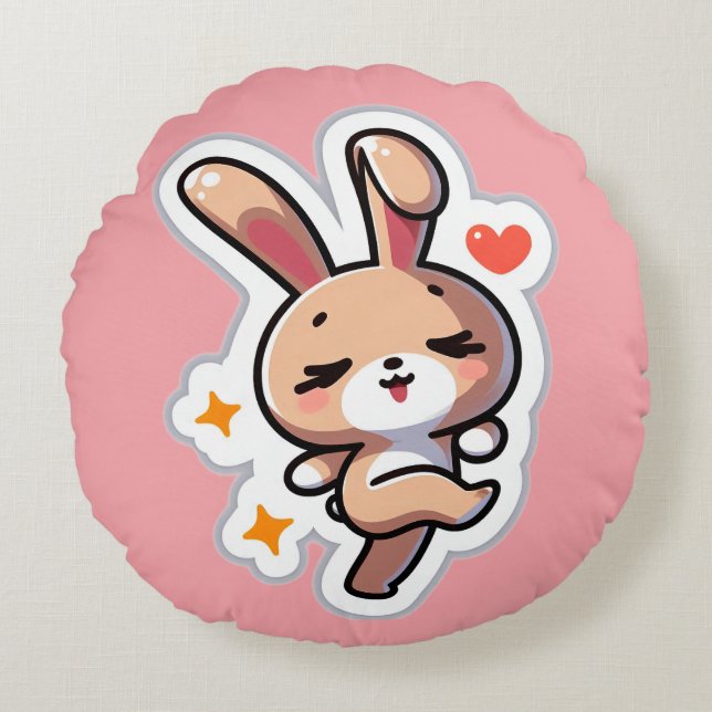 Custom Bunny Round Cushion (Front)