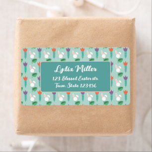 Custom Bunny & Tulip Easter Return Address Label