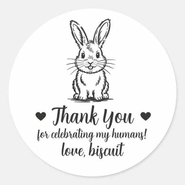 Custom Bunny Wedding Favour Stickers (Front)
