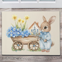 Custom Bunny with Blue Flowers