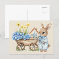 Custom Bunny with Blue Flowers