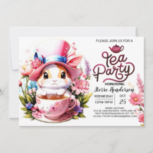 Custom Bunny's Open House Tea Party Invitation