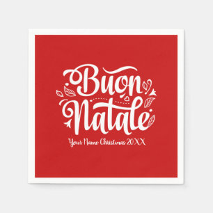 Custom Buon Natale Italian Merry Christmas Napkin
