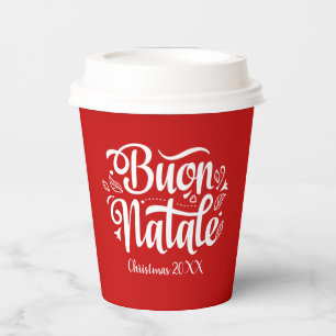 Custom Buon Natale Italian Merry Christmas Paper Cups
