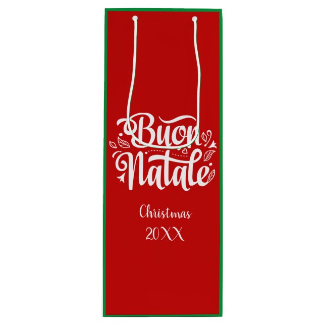 Custom Buon Natale Italian Merry Christmas Wine Gift Bag (Front)