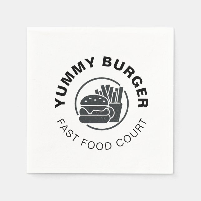 Custom Burger Fast Food Restaurant Logo Square  Napkin (Front)